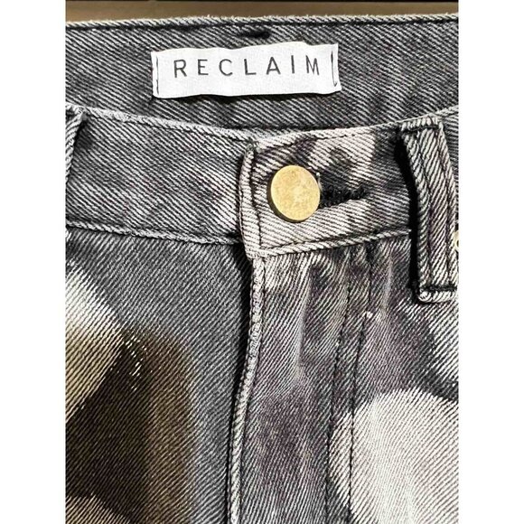RECLAIM Women's BLEACHED DENIM BOTTOMS Size S Mom Jeans Black And White - Picture 11 of 12